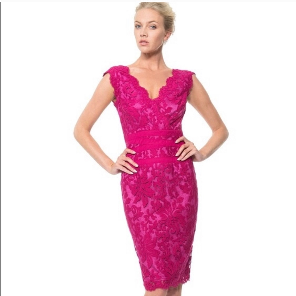 Tadashi Shoji lace gown in fuchsia/pink sz8